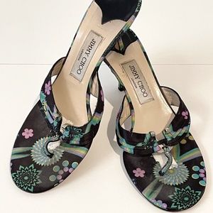 JIMMY CHOO KITTEN HEEL MULTI-COLORED SANDAL SZ 40